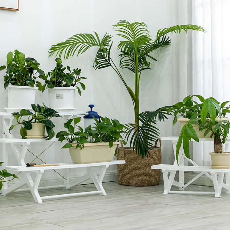 

Plastic balcony storage flower stand three-layer stepped corner flower stand terrace garden flower pot