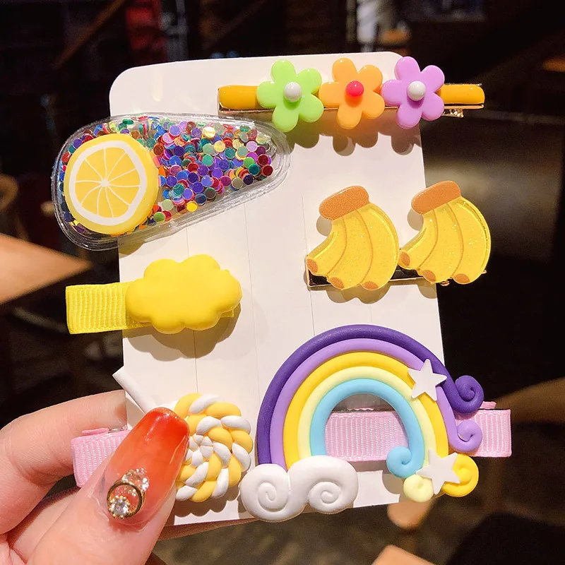 

Girls Hair Accessories Sets Cute Cartoon Rainbow Candy Rabbit Hair Clips Pin Barrettes Hairpin Headwear 6/10/17 PCS/lot