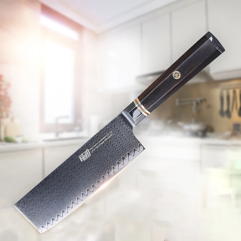

XSG 6.5 inch Japanese Nakiri Knife Octagonal Ebony Wood G10 Handle Professional 67 Layers VG10 Damascus Steel Kitchen Knives