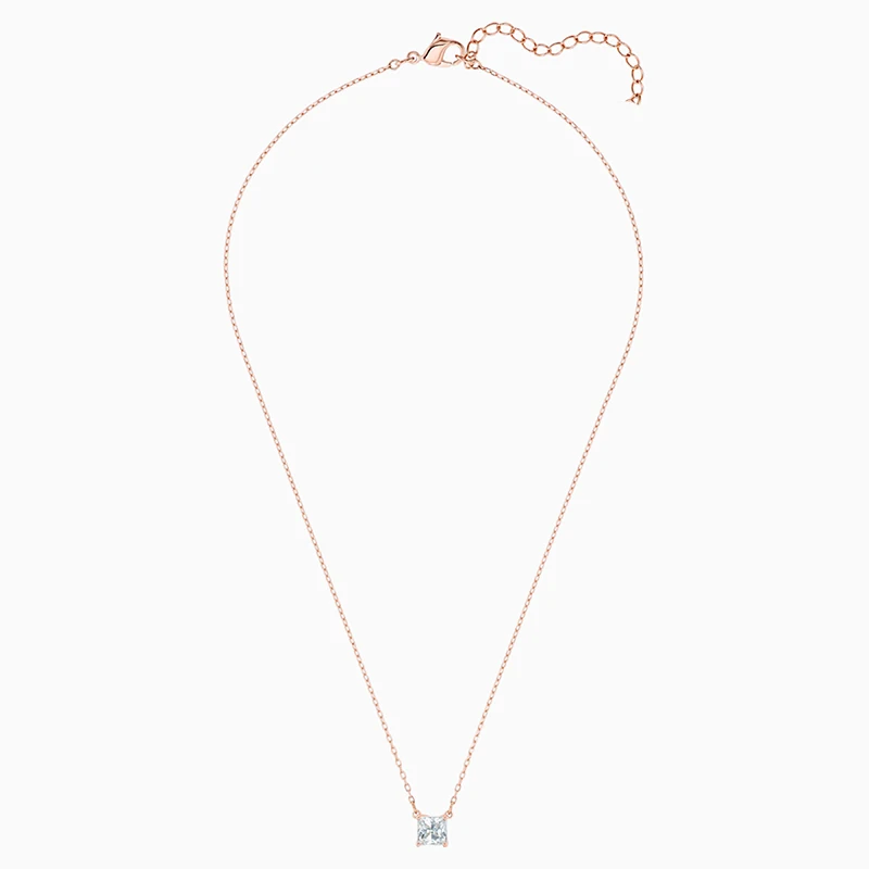 

Fashion Jewelry SWA New ATTRACT Necklace Rose Gold Elegant Square Crystal Necklace Wild Shape Girlfriend Romantic Gift