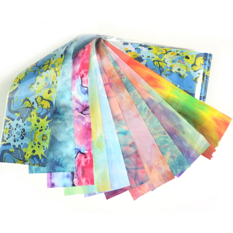 

10pcs 4*20cm Marble Nail Foil Stickers Set Colorful Starry Sky Design Nail Transfer Foils Roll DIY Acrylic Nail Decoration