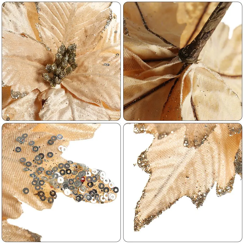 Искусственные цветы сделай сам 20 см украшение с блестками пуансетия товары для