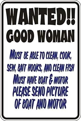 

Customizable Metal Plaque with "Wanted Good Woman" Inscription