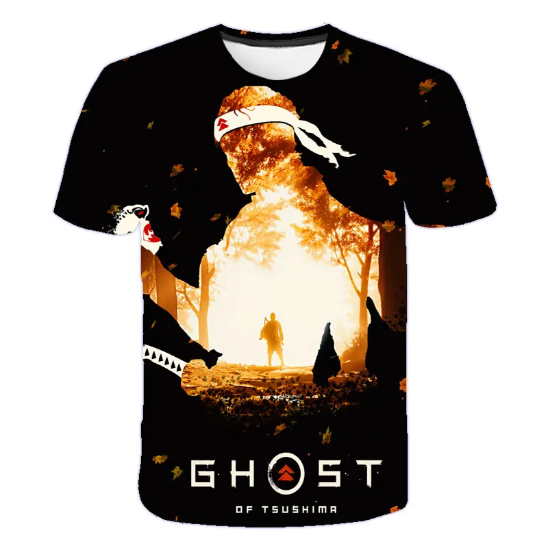 Футболка для мальчиков 2020 футболка с 3D принтом Призрак Цусимы Одежда маленьких