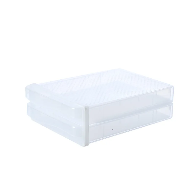 

Household Egg Storage Box Drawer-Type Refrigerator Storage Box Plastic Transparent Dumpling Box Double Layer Egg Tray