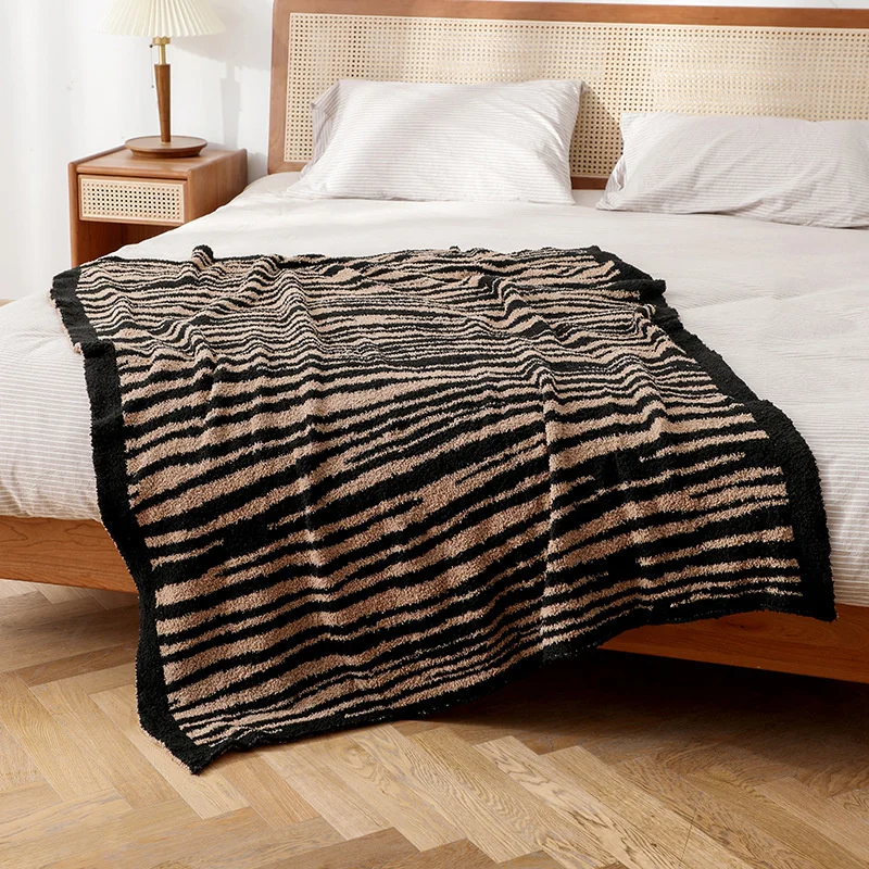 

Вязаное одеяло с леопардовым принтом, зимнее теплое клетчатое покрывало из микрофибры, пушистое мягкое одеяло в виде зебры, плед для отдыха ...