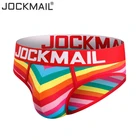 Трусы-джоки jockmail мужские, пикантное нижнее белье в радужную полоску, дышащие брифы с низкой посадкой, с карманом, джоки для геев