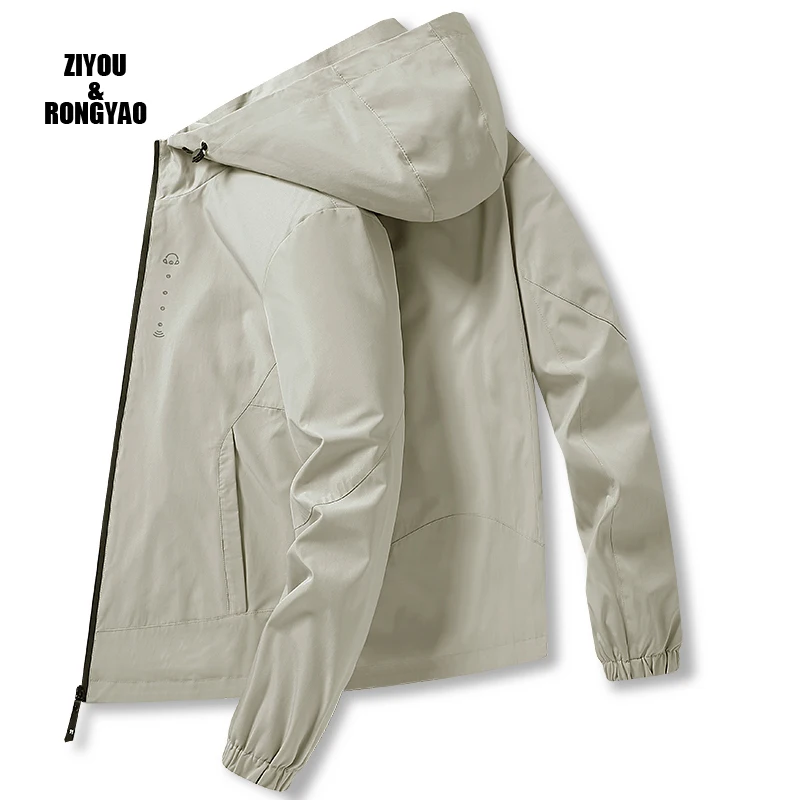 

Jacket Men Hooded Breathable Casual Jacket Spring Autumn Outwear Windbreaker Tourism Mountain Raincoat Waterproof Male Clothing