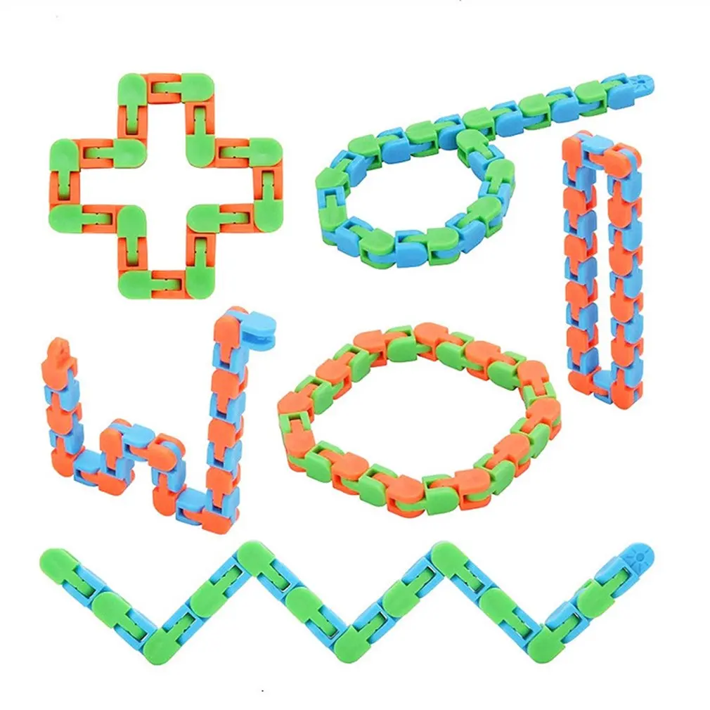 

1pc New Kids Autism Snake Puzzles Multicolor Wacky Tracks Snap and Click Fidget Toys Classic Sensory Toy