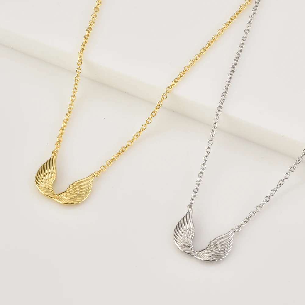 Женское колье с подвеской в виде крыла и пера из серебра 925 пробы | Украшения