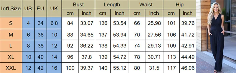 

Fashion Womens Solid Sleeveless V-Neck Jumpsuit Romper Bodycon Club Playsuit Wide Leg Trousers Party Long Pants