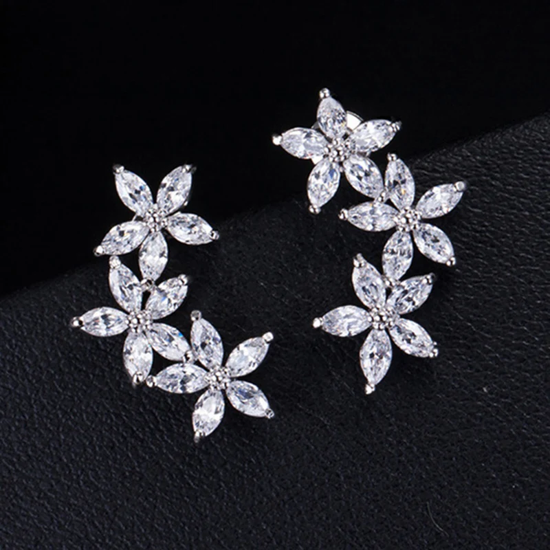 Женские серьги гвоздики серебряного цвета с кристаллами|cz stud earrings|crystal earringsstud