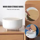 Красивая корзина для мусора с высокой ножкой, имитация дерева, пластика, рабочего стола, с крышкой под давлением, мусорная корзина для гостиной, туалета, кухни, корзина для мусора, 1 шт.