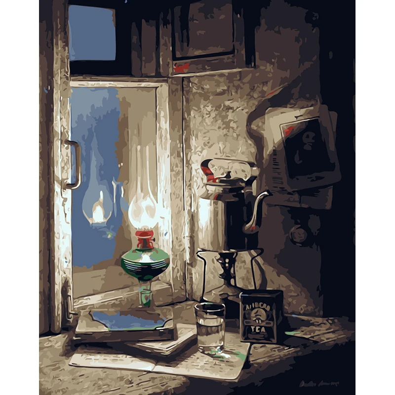 

ROYALDREAM окошко масляная лампа Абстрактная живопись своими руками цифровая живопись по номерам современное настенное искусство картина для ф...