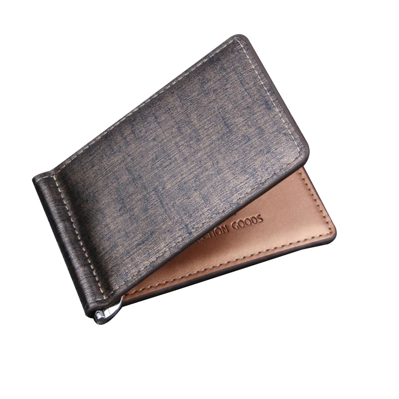 

Men Slim Wallet Money Clip Business PU Leather Cash ID Credit Card Holder LX9F