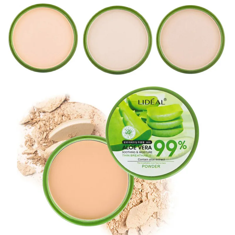 

Waterproof 99% Aloe Vera Moisturizer Face Powder Smoothing Pressed Powder Breathable Makeup Concealer Brighten Foundation