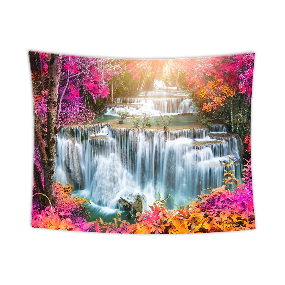 Гобелен с изображением водопада леса Настенный Коврик для песчаного пляжа и