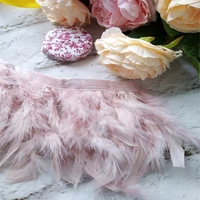 wholesale 10 meter leather pink fluffy turkey feathers ribbon fringe 6 8inch dress costumes sewing feather trim for crafts