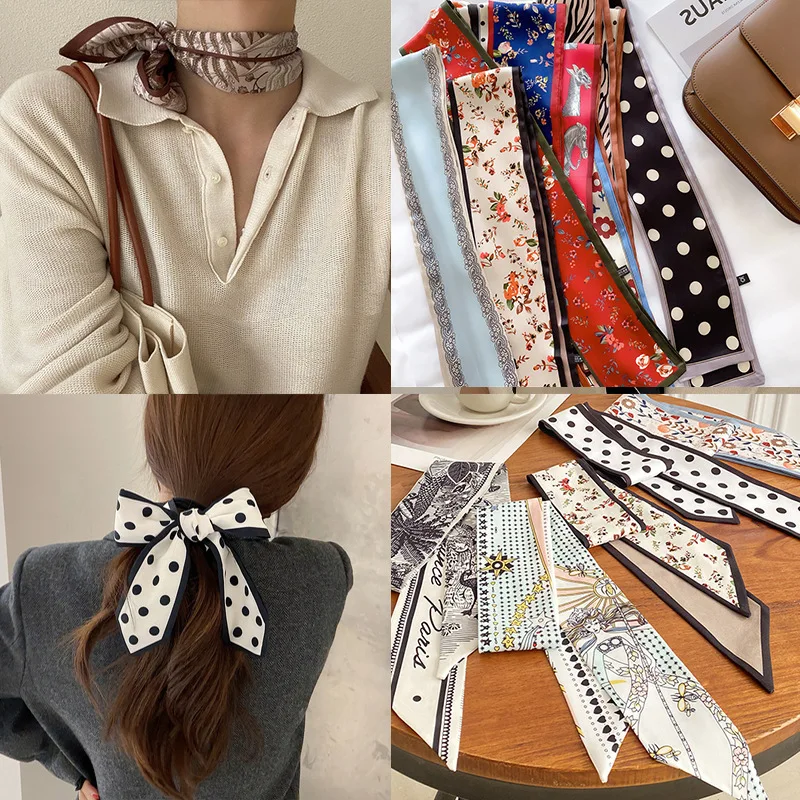 

2021 INS New Women Vintage Elegant Print Bandanas Scarf Lady Sweet Hair Ribbon Headband Turban Hairband Fashion Hair Accessories