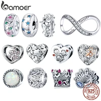 bamoer silver charm collection 925 sterling silver dazzling cz beads fit bracelets bangles jewelry bsc039