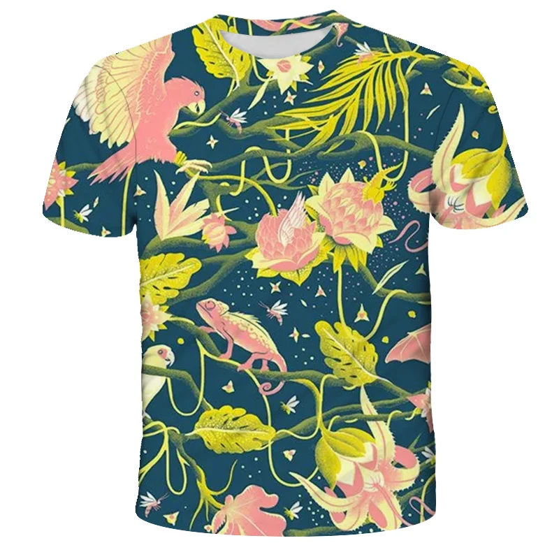 

2021 Children T-Shirts 3D Printed Flowers Tee Short Sleeve Cool Kids Tops Summer Clothes for Boys/Girl Child T Shirt