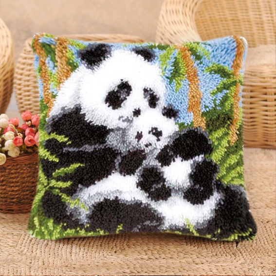 

Animal Smyrna Knooppakket Klink Haak Kleed Bloemen Latch Hook Pillow Do It Yourself Cross Pillow Borduurpakket Kussen Embroidery