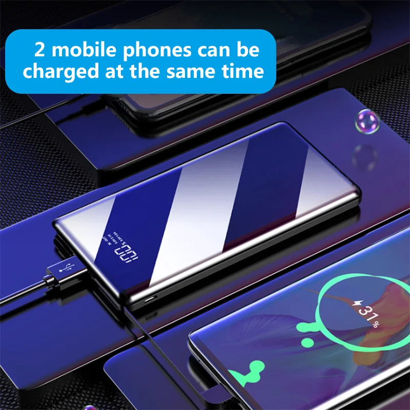 Внешний аккумулятор на 10000 мАч портативное зарядное устройство тонкий