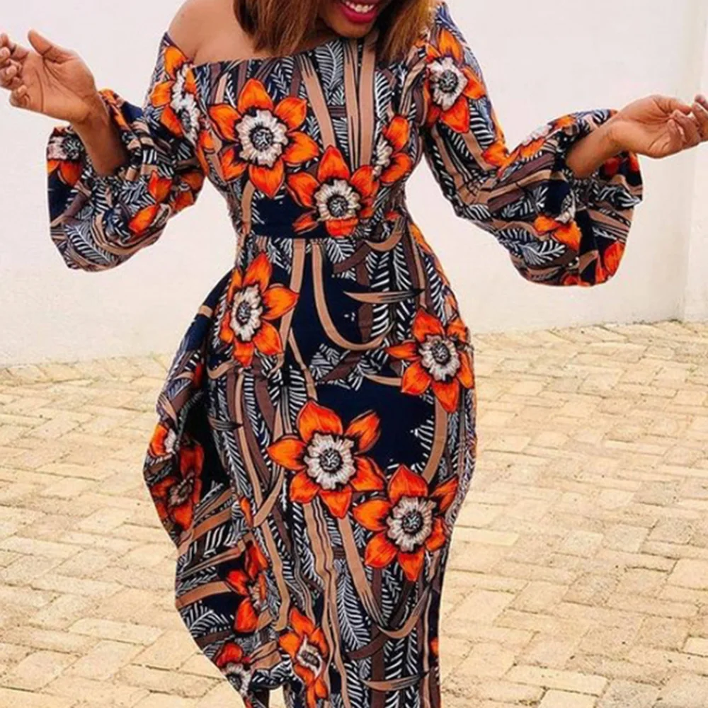 

Ruffle Dress Floral Print Retro Women Asymmetrical Falbala Pullover Vestidos Bodycon Mid-calf Ladies 2021 Spring Office Party