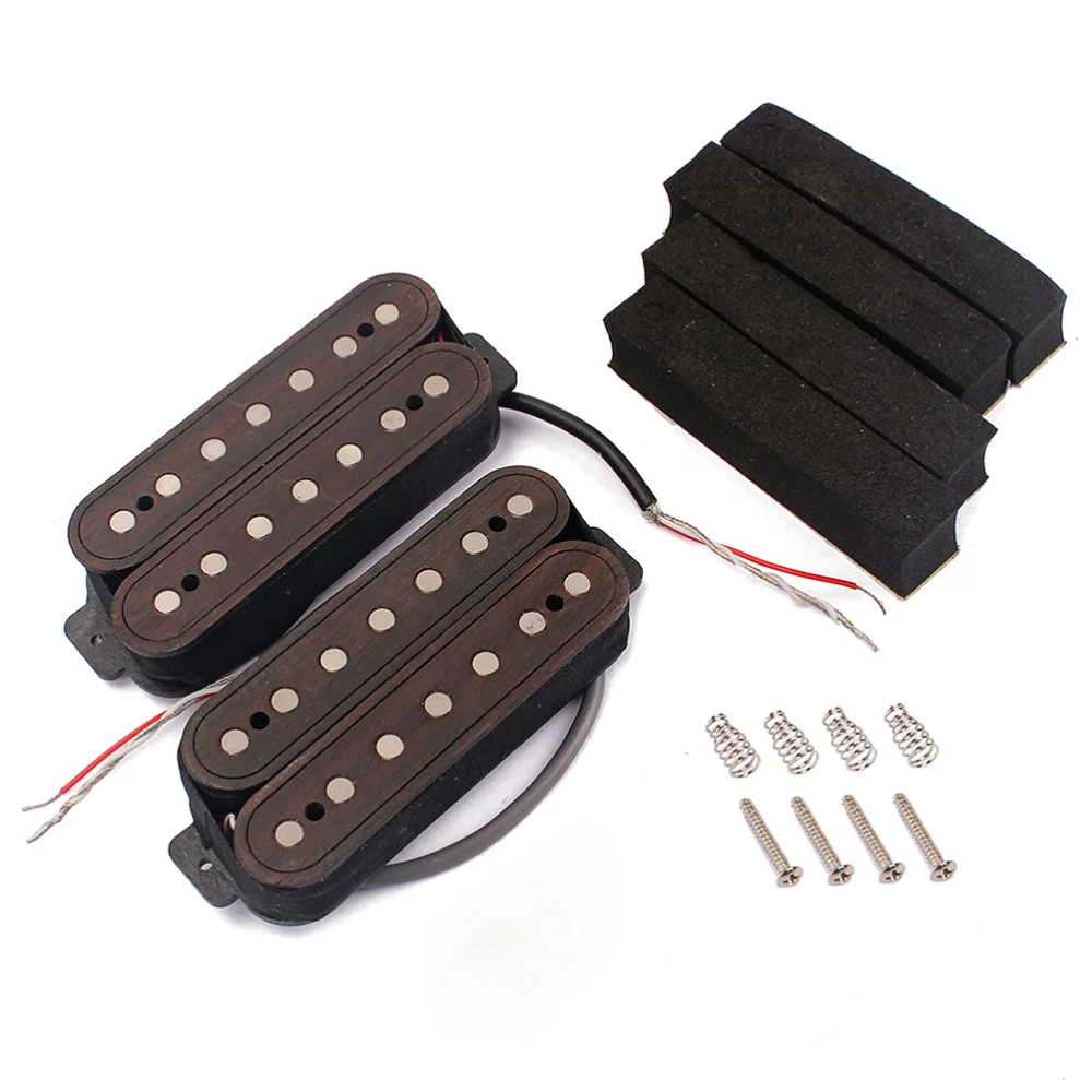 

2pcs Alnico 5 Dual Coils Rosewood Humbucker Pickup Bridge Neck Set for 7-String Guitar Replacement (Coffee)