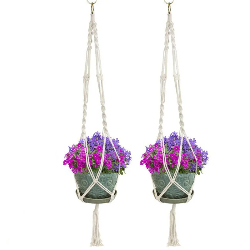

2PCS Plant Handmade Hangers String Rope Indoor Hanging Planter Basket With Tassels For Indoor Outdoor Home Decor
