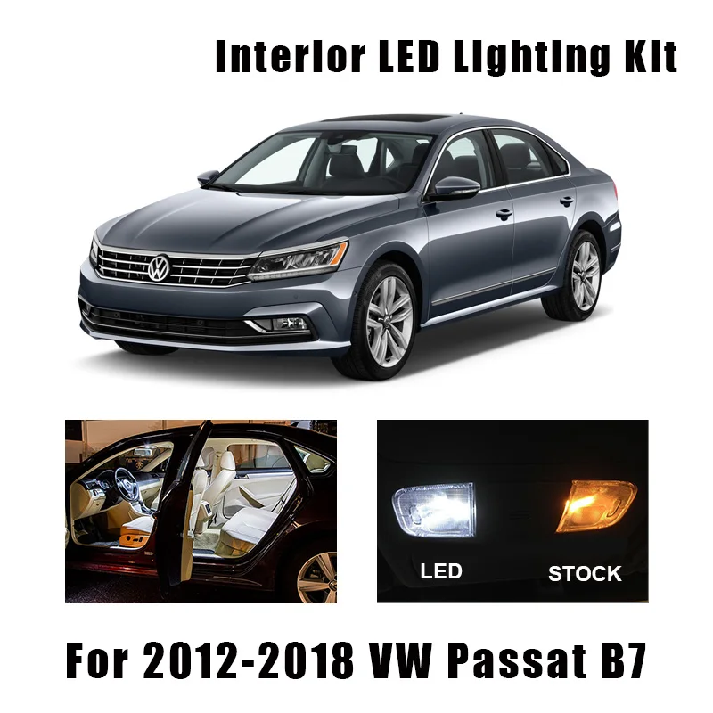 

17 Bulbs White Canbus Interior LED Car Map Dome Light Kit Fit For Volkswagen VW Passat B7 2012-2018 Reading License Plate Lamp