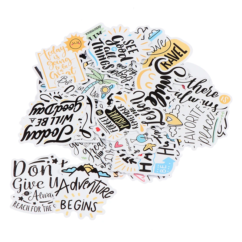 

50Pcs Motivational Phrases Quotes Waterproof Stickers For Diy Laptop Skateboard