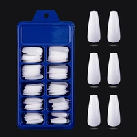 100pcs colorful acrylic false nail long coffin fake nails flat shape art tips natural full cover nail art tips manicure tools