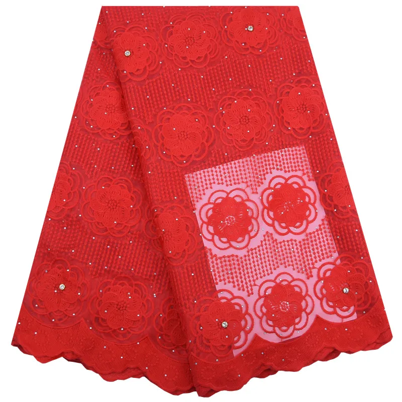 

High Quality Red African Embroidery Water Soluble Fashion Milk Silk Lace Fabric Guipure Cord Nigerian Wedding Lace Fabric 1420