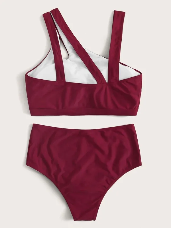 Сексуальный женский однотонный красный купальник с эффектом пуш-ап купальный