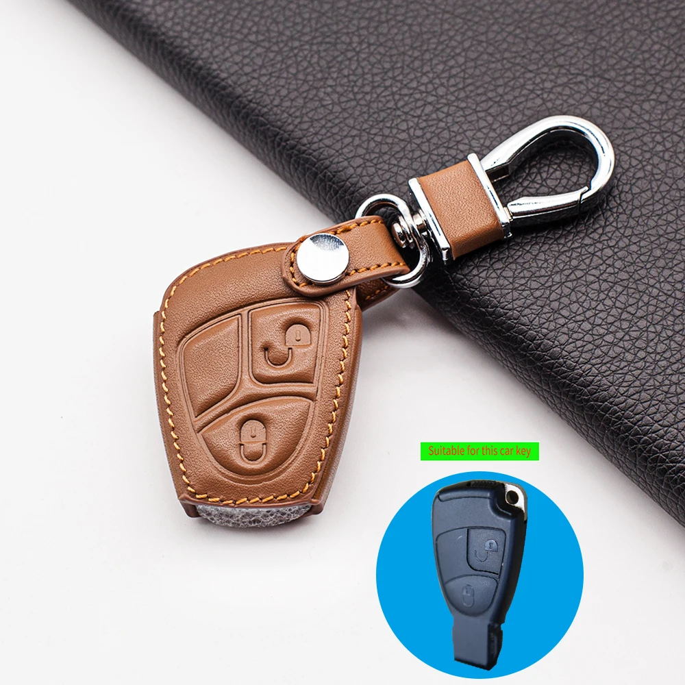 

Carrying leather car key cover case For Mercedes-benz A CLASS W169 B C E S R C200E 260L GLK300 2 buttons remote key case