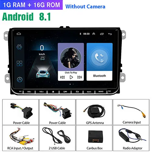 Podofo 2din Android Авторадио автомобильный gps мультимедийный плеер для VW SKODA Octavia GOLF 5 6 PASSAT B6 JETTA сиденье для Polo TIGUA - Цвет: A1 16G