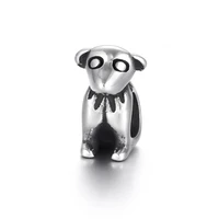 stainless steel dog bead polished 5mm hole metal european beads animal charms for diy jewelry making accessories