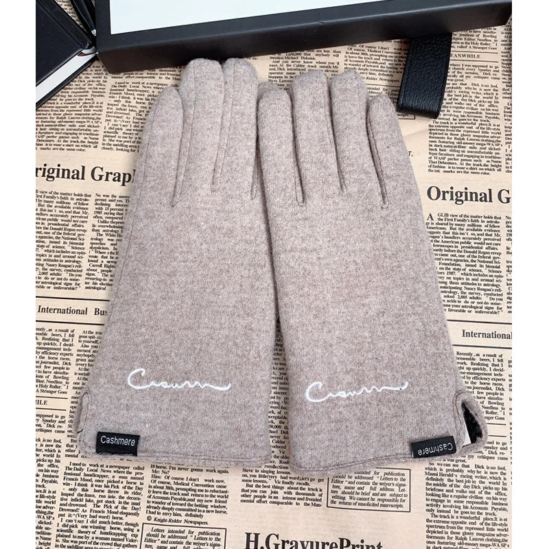 Шерстяные перчатки мужские зимние плюс бархатные толстые теплые для езды на