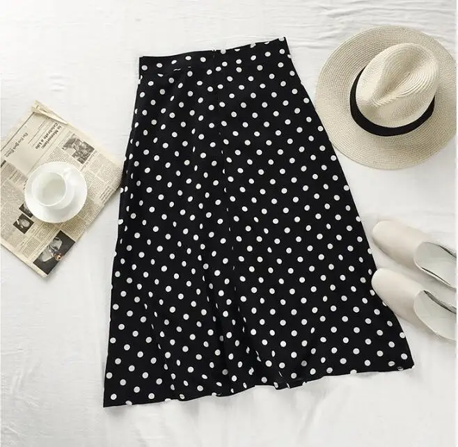 Женская летняя юбка 2019 корейская уличная винтажная узкая Высокая талия в горошек