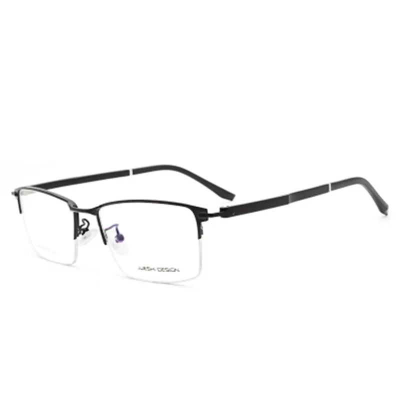 

OEYEYEO Новая Металлическая половинчатая оправа для очков Мужская простая деловая оптическая оправа гибкие очки с зеркальными дужками G3005