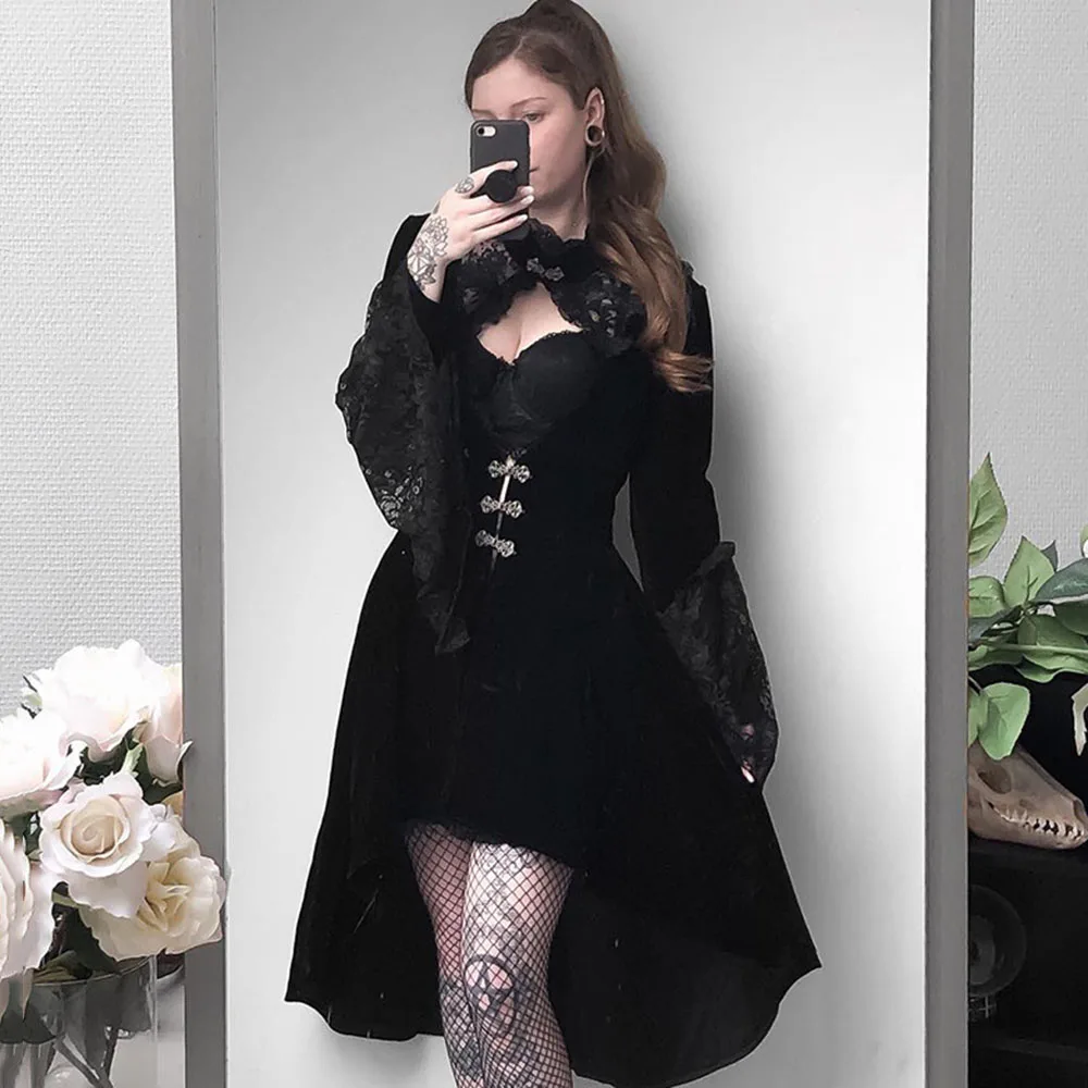 Готическое платье-Чонсам в стиле темного дворца кружевное платье ретро