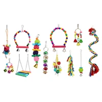 12 pcs bird parrot toys bird hanging shredding swing chew birds ladder bell toys 6 pcs a 6 pcs b