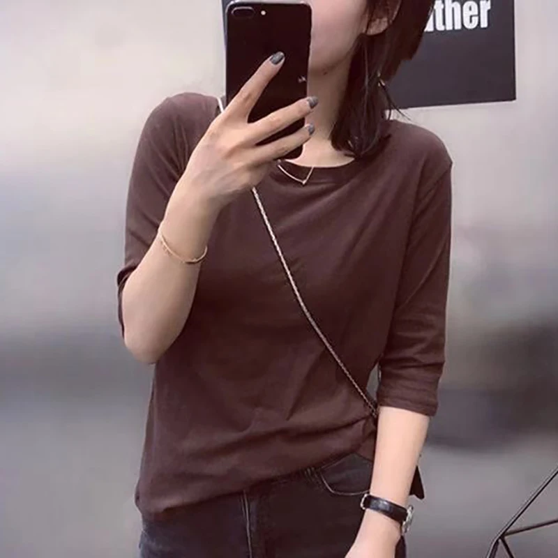 

Basic Tee Womens Fashion Solid Color Korean Style Women T Shirt Female 2021 Summer Casual Short Sleeve Woman Tshirts Top Mujer