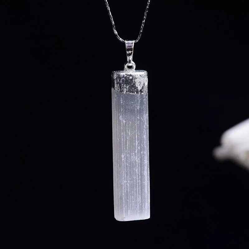 

1pc Natural Selenite plaster Pendant Mineral Jewelry Reiki Healing Add Charm DIY gifts Souvenir