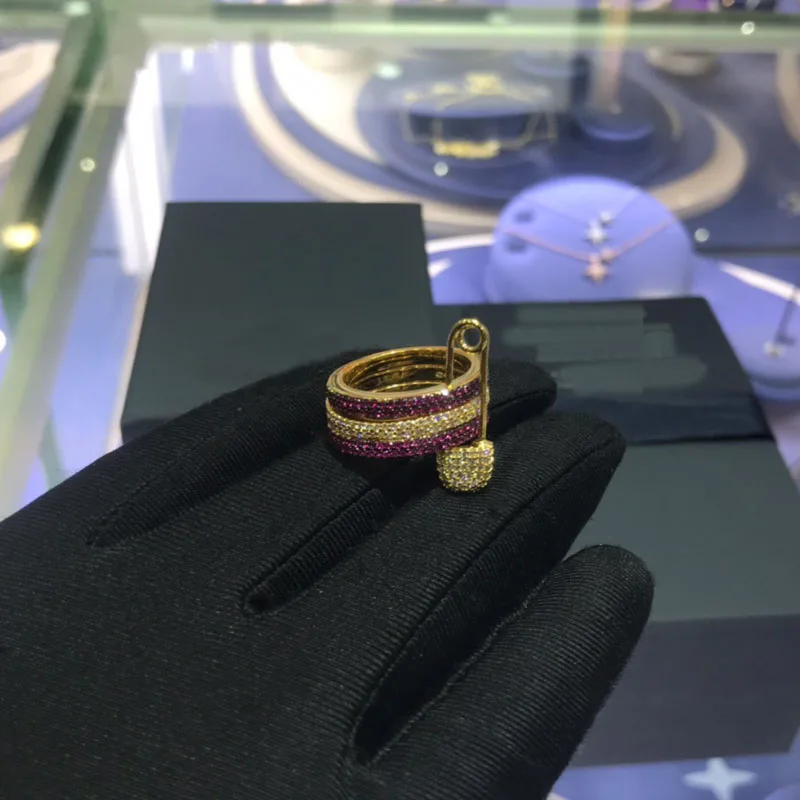 UMGODLY роскошное Брендовое 3-слойное кольцо красочное цветное с фианитом 3A Женская