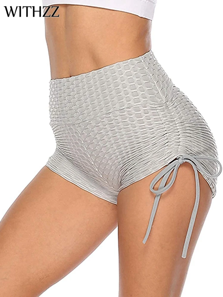 

WITHZZ Pineapple Jacquard Lace-up Solid Color Elastic Sports Casual Shorts