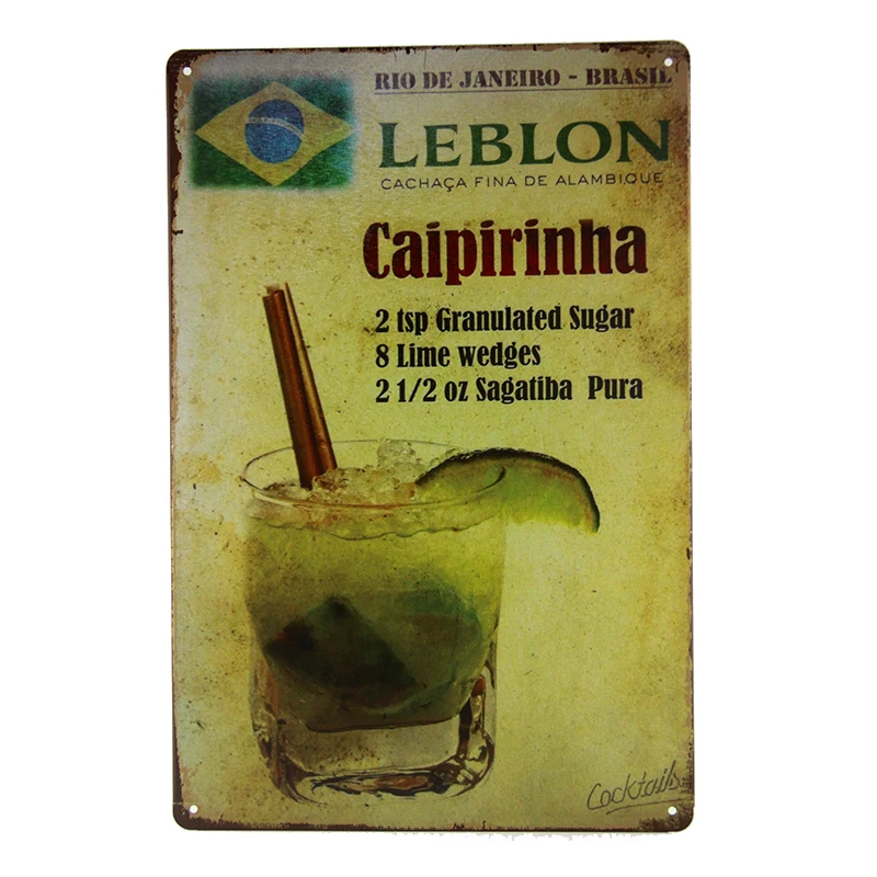Bloody Bahama mama Mojito Cocktail Menu Vintage Tin Sign Bar Wall Decor Club Metal Crafts Pub for | Дом и сад