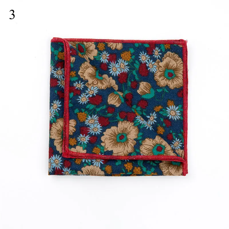 

Fashion Pocket Square Floral Handkerchief Cotton Floral Striped Hanky Suit Men's Business 24*24cm