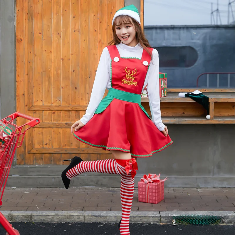 

New Christmas Clothes Girl Cute Braces Skirtinclude Hats Ollege Party Dresses